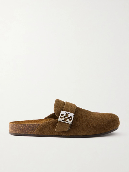  Tory Burch Tory Burch - Mellow Embellished Suede Clogs - Brown 