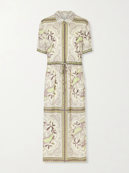  Tory Burch Tory Burch - Printed Cotton And Silk-blend Midi Dress - Green 