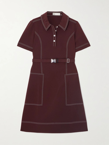  Tory Sport Tory Sport - Belted Jersey Mini Dress - Burgundy 