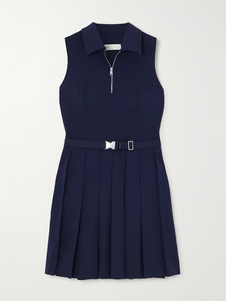  Tory Sport Tory Sport - Belted Pleated Stretch-jersey Golf Mini Dress - Navy 