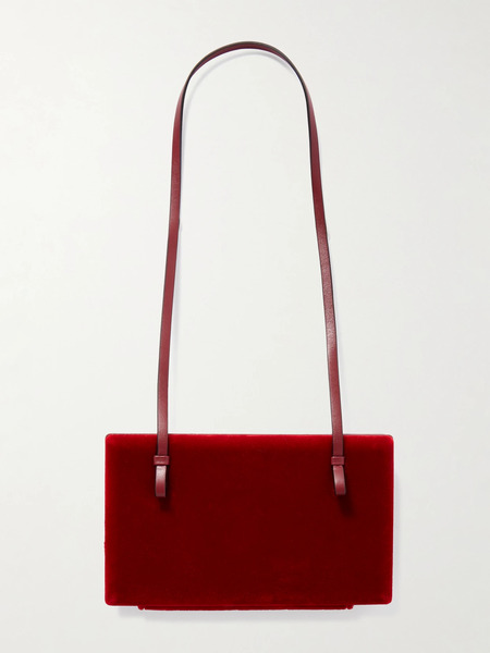  Toteme Toteme - Cocktail Leather-trimmed Velvet Shoulder Bag - Red 