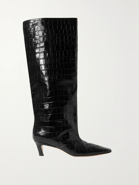  Toteme Toteme - Croc-effect Leather Knee Boots - Black 