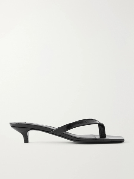  Toteme Toteme - Croc-effect Leather Sandals - Dark Green 
