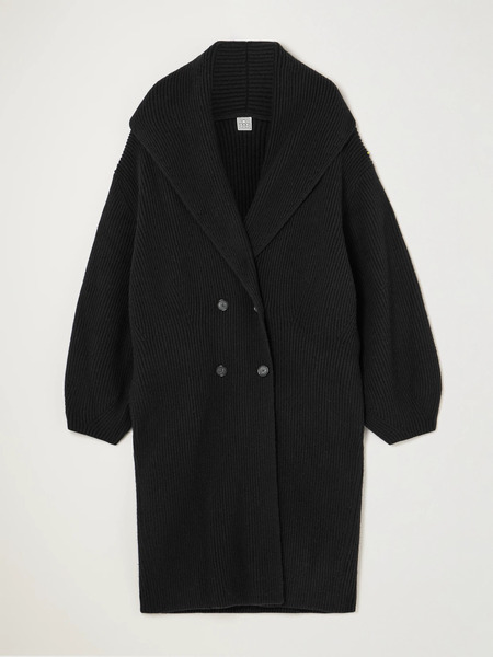  Toteme Toteme - Double-breasted Ribbed Wool Cardigan - Black 
