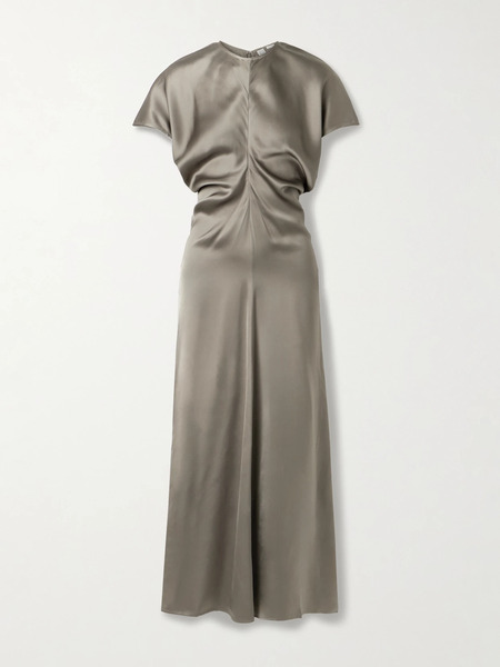  Toteme Toteme - Draped Satin Maxi Dress - Taupe 