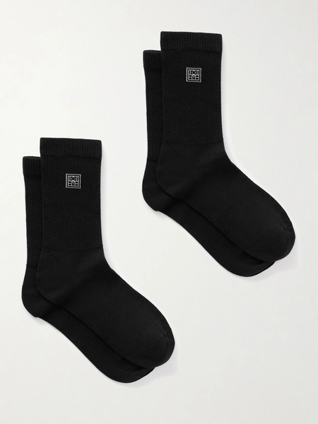  Toteme Toteme - Embroidered Ribbed Cotton-blend Socks - Black 