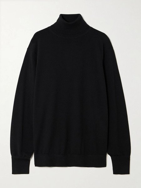  Toteme Toteme - Gathered Cady Turtleneck Blouse - Black 