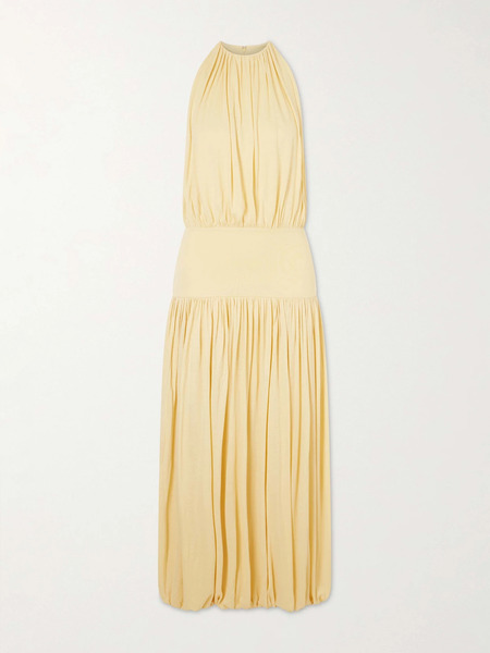 Toteme Toteme - Gathered Jersey Midi Dress - Pastel Yellow 