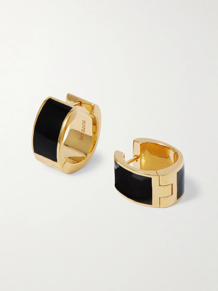  Toteme Toteme - Gold-tone And Enamel Hoop Earrings - Black 
