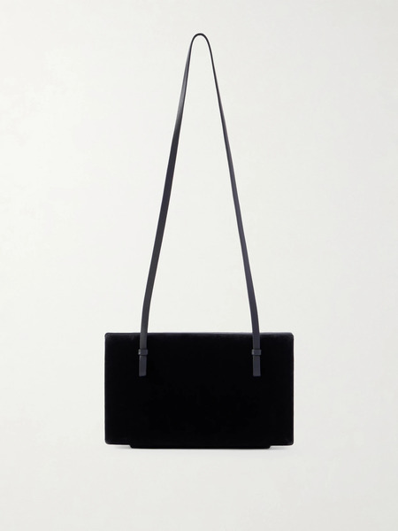  Toteme Toteme - Leather-trimmed Velvet Shoulder Bag - Black 