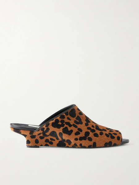  Toteme Toteme - Leopard-print Cow Hair Wedge Mules - Leopard Print 