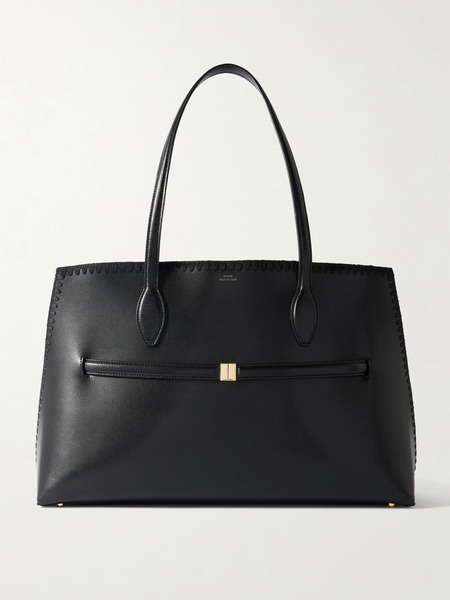  Toteme Toteme - Lounge Belted Whipstitched Leather Tote - Black 