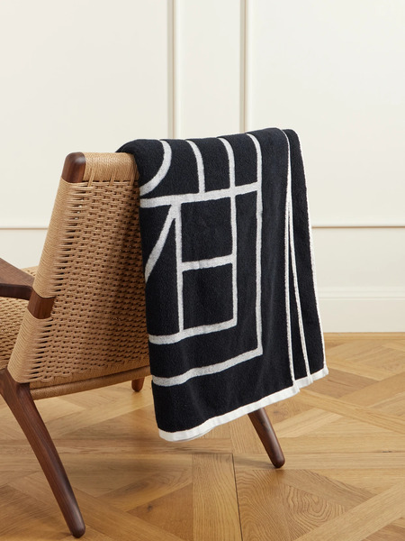  Toteme Toteme - Monogram Jacquard Cotton-terry Beach Towel - Black 