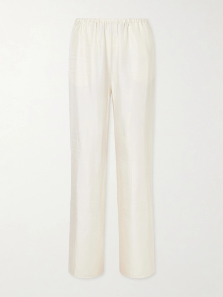  Toteme Toteme - Monogram Silk Wide-leg Pyjama Pants - Cream 