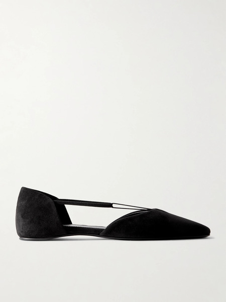  Toteme Toteme - + Net Sustain The T-strap Suede Point-toe Flats - Black 