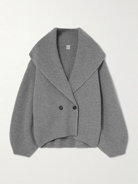  Toteme Toteme - Oversized Ribbed Wool Cardigan - Gray 