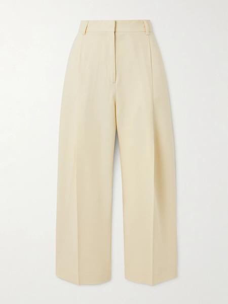  Toteme Toteme - Pleated Crepe Wide-leg Pants - Cream 