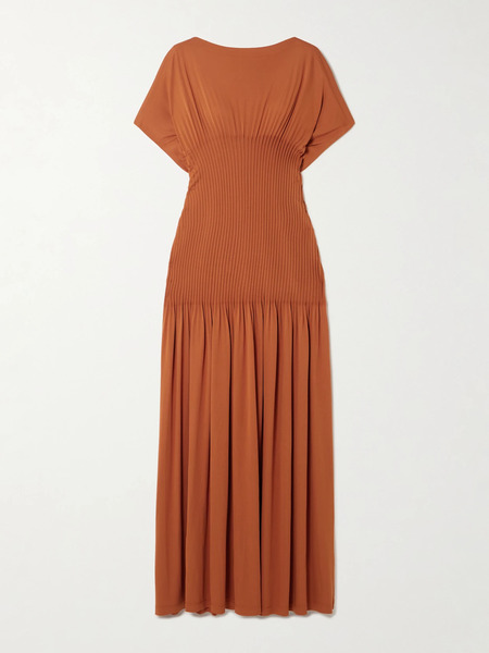  Toteme Toteme - Pleated Stretch-jersey Maxi Dress - Orange 