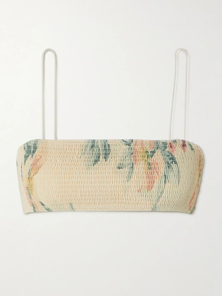  Toteme Toteme - Shirred Floral-print Recycled Bikini Top - Pink 