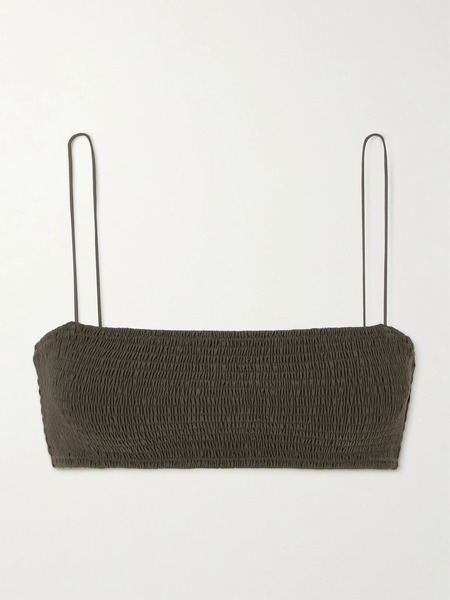  Toteme Toteme - Shirred Recycled Bikini Top - Brown 