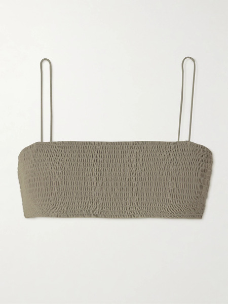  Toteme Toteme - Shirred Recycled Bikini Top - Light Gray 