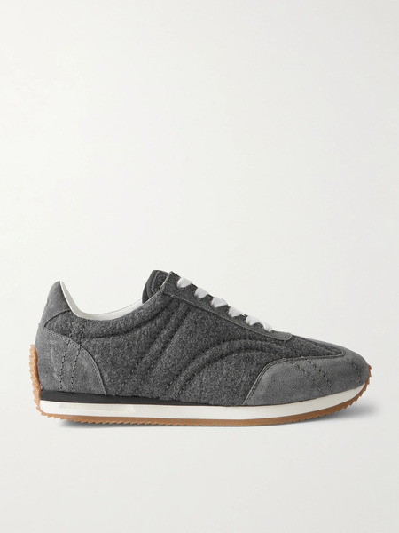  Toteme Toteme - Suede-trimmed Wool-flannel Sneakers - Gray 