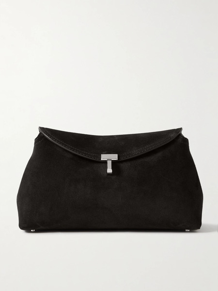  Toteme Toteme - T-lock Suede Clutch - Dark Brown 