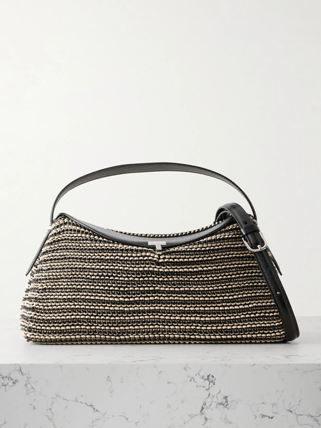 Toteme Toteme - T-lock Woven Leather Shoulder Bag - Black 