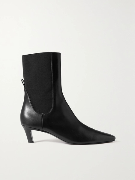  Toteme Toteme - The Mid Heel Leather Chelsea Boots - Black 