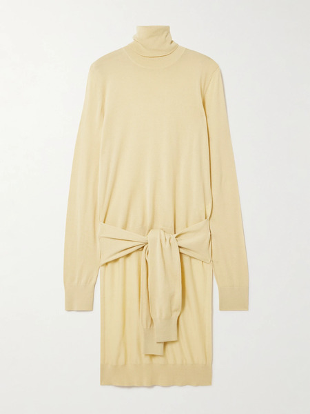  Toteme Toteme - Tie-front Wool And Silk-blend Turtleneck Sweater - Beige 