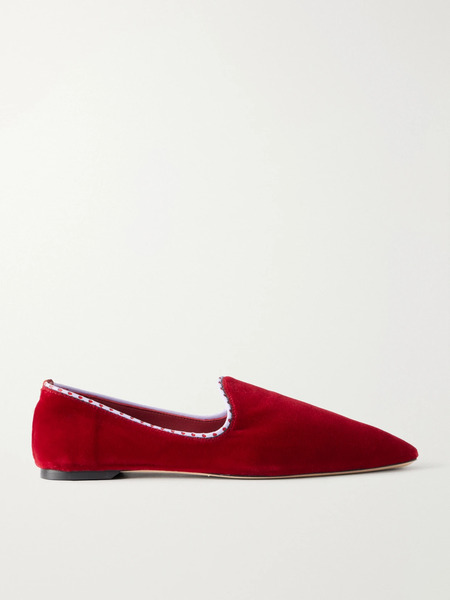  Toteme Toteme - Velvet Leather-trimmed Velvet Loafers - Red 