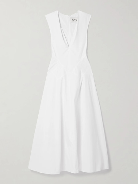  Tove Tove - Anisa Paneled Cotton-poplin Midi Dress - White 