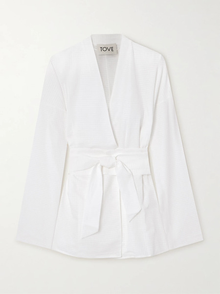  Tove Tove - Arya Belted Cotton-ripstop Shirt - White 
