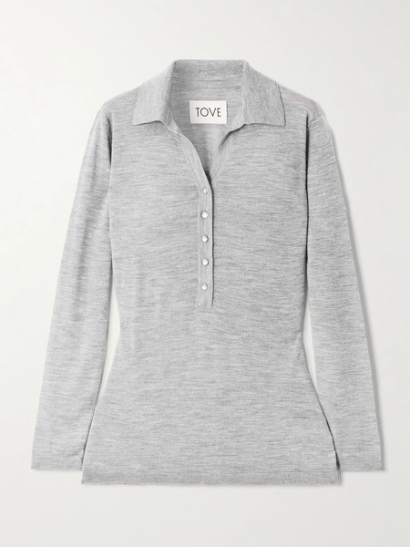  Tove Tove - Austine Wool And Silk-blend Polo Shirt - Gray 