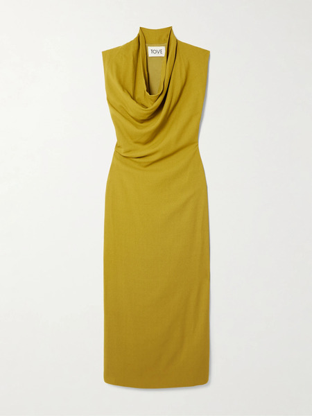  Tove Tove - Babette Draped Crepe Maxi Dress - Green 