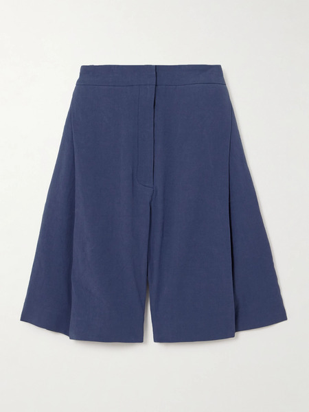  Tove Tove - Bella Pleated Linen-blend Shorts - Navy 