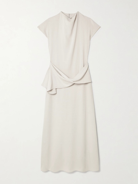 Tove Tove - Clem Draped Crepe Maxi Dress - Light Gray 