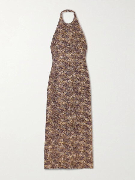  Tove Tove - Colette Zebra-print Crepe Halterneck Midi Dress - Zebra Print 