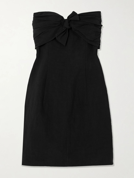  Tove Tove - Dipti Strapless Tie-front Stretch Linen And Cotton-blend Mini Dress - Black 