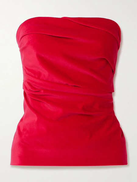  Tove Tove - Izel Stretch-cotton And Modal-blend Velvet Bandeau Top - Red 