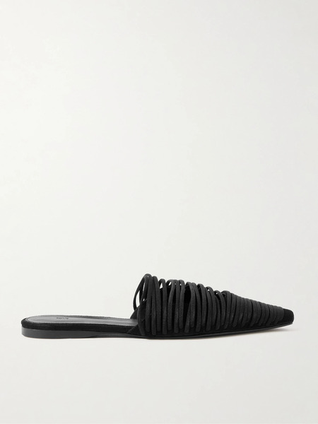  Tove Tove - Kenly Cord-trimmed Suede Mules - Black 