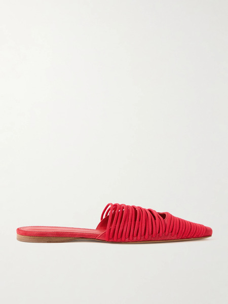  Tove Tove - Kenly Cord-trimmed Suede Mules - Red 