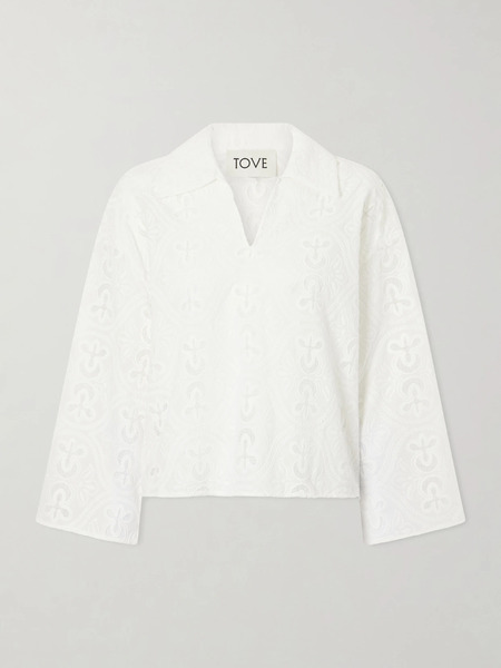  Tove Tove - Leighton Floral-embroidered Cotton-blend Blouse - White 