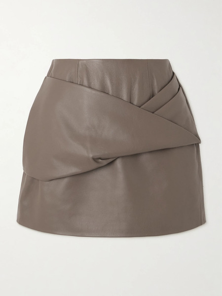  Tove Tove - Liss Paneled Leather Mini Skirt - Taupe 