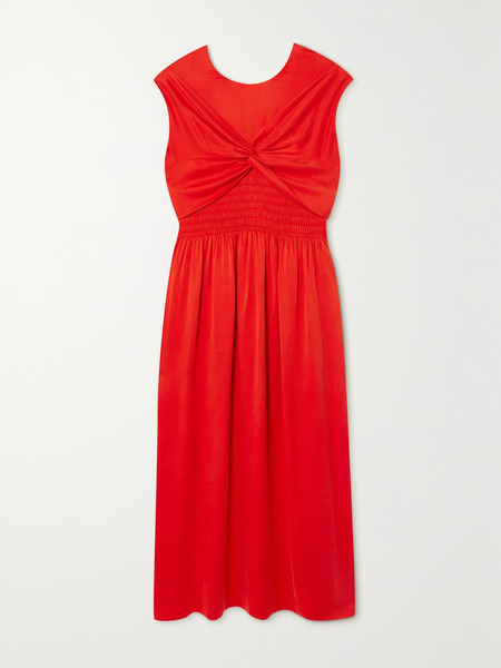  Tove Tove - Mahaney Gathered Smocked Silk Midi Dress - Fr 42 