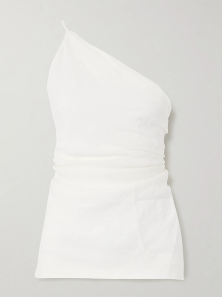  Tove Tove - Petra One-shoulder Open-back Gathered Linen Top - White 