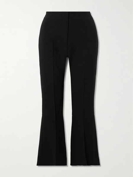  Tove Tove - Talia Cropped Pleated Crepe Flared Pants - Black 