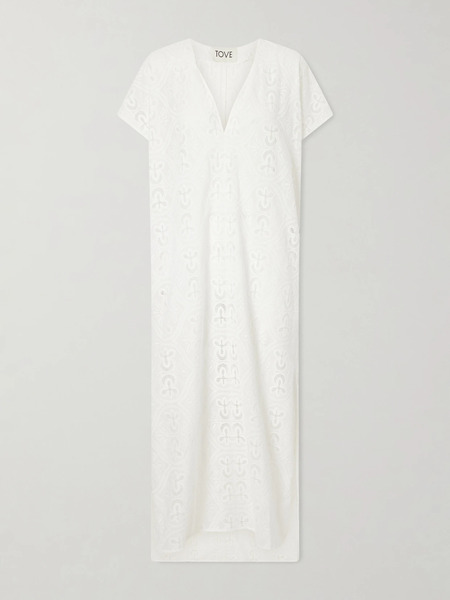  Tove Tove - Yuna Embroidered Cotton-blend Midi Dress - White 