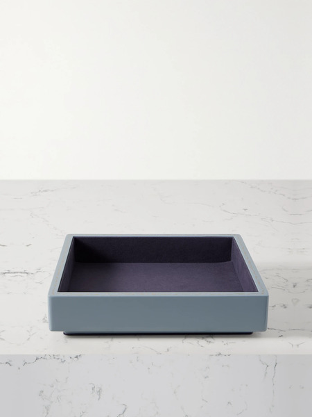  Trove Trove - Small Lacquered Wood And Faux Suede Jewelry Tray - Blue 