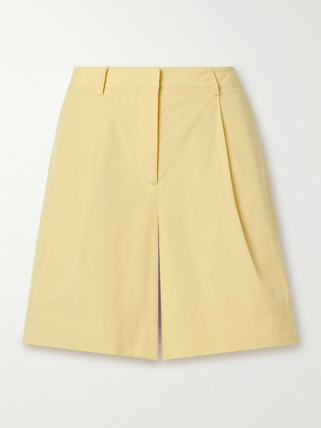  Twp Twp - Cisco Pleated Cotton-poplin Shorts - Yellow 